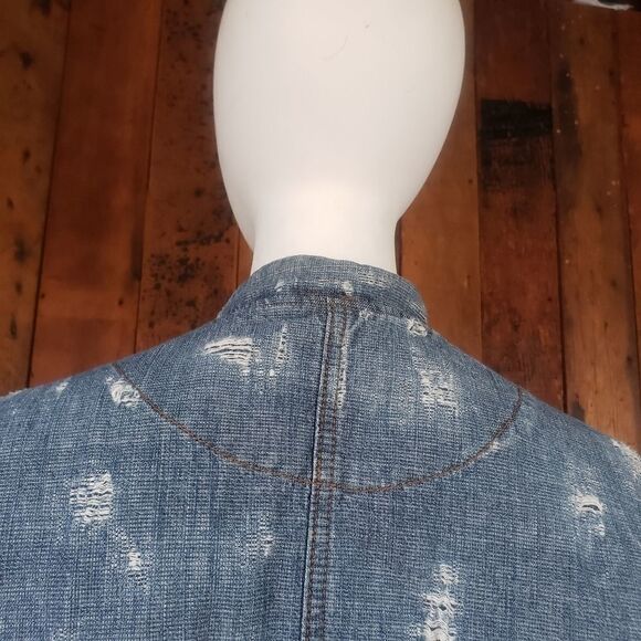 Free People Tattered Distressed Jean Jacket - Picture 13 of 14